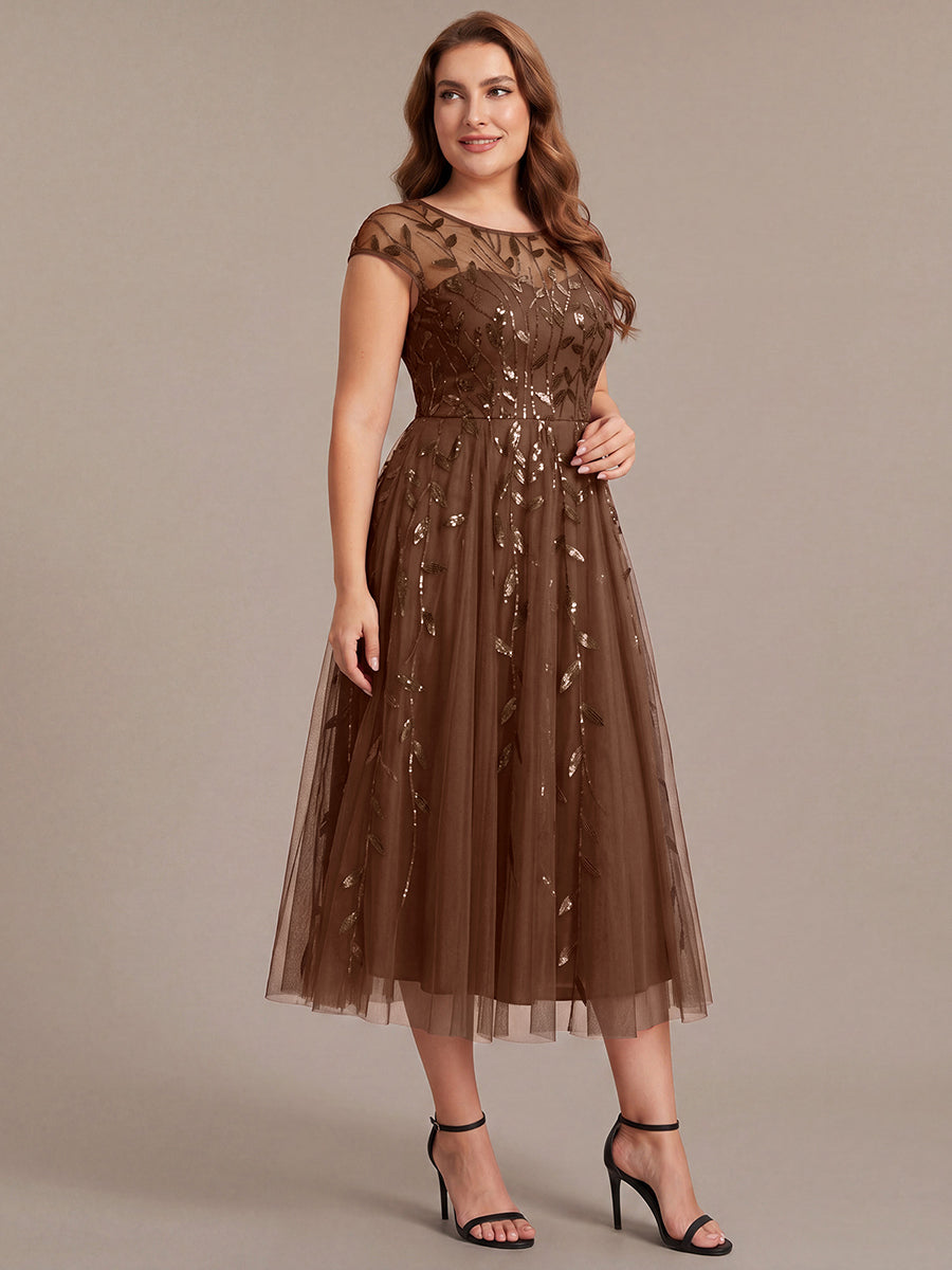 Plus Size Sequin See-through Wedding Guest Dress