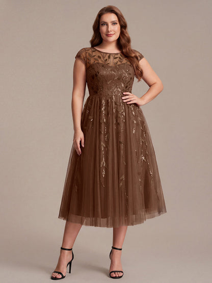 Plus Size Sequin See-through Wedding Guest Dress