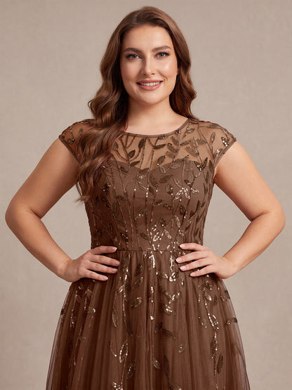 Plus Size Sequin See-through Wedding Guest Dress