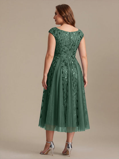 Plus Size Sequin V-Neck Wedding Guest Dress