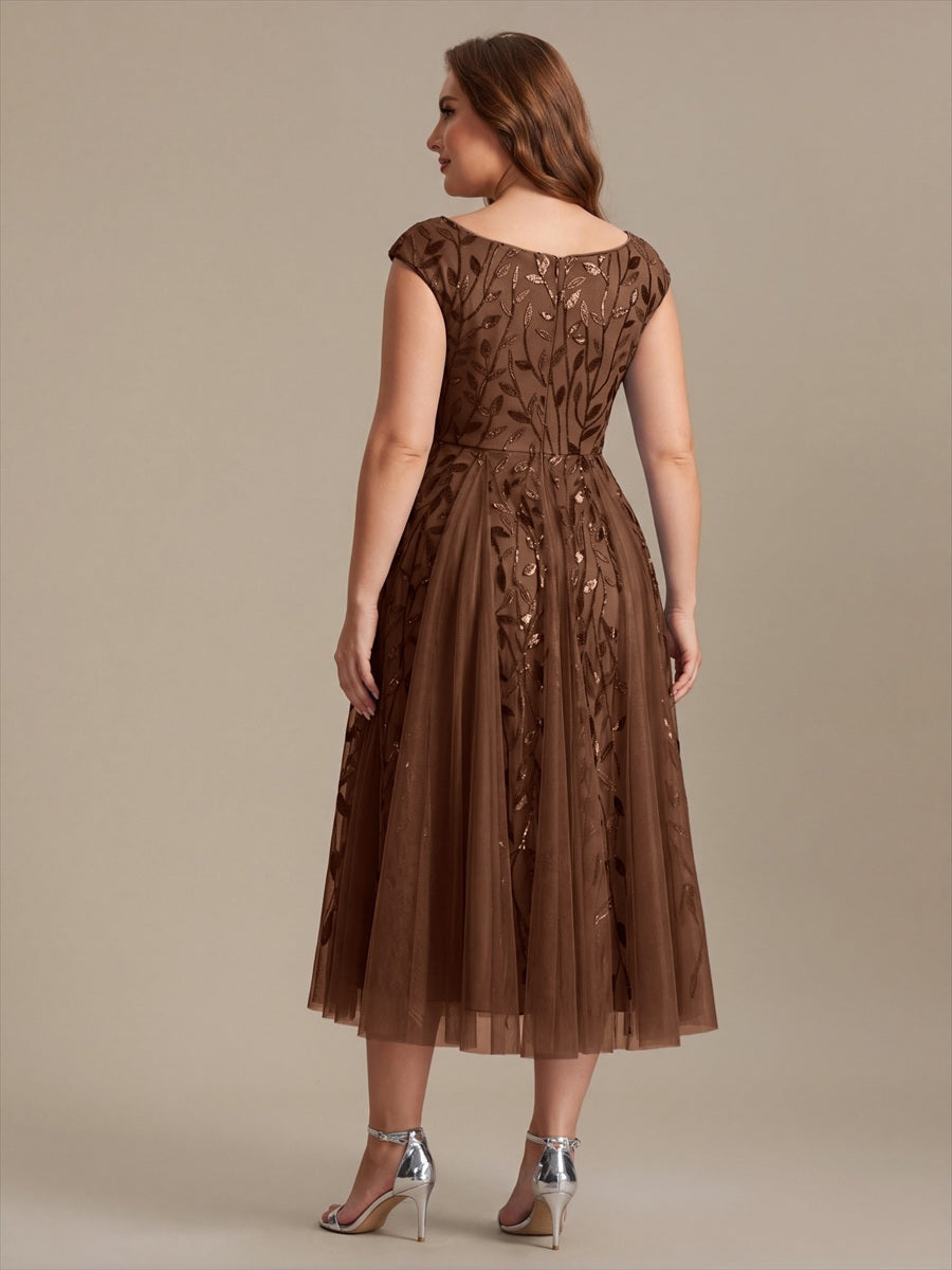 Plus Size Sequin V-Neck Wedding Guest Dress