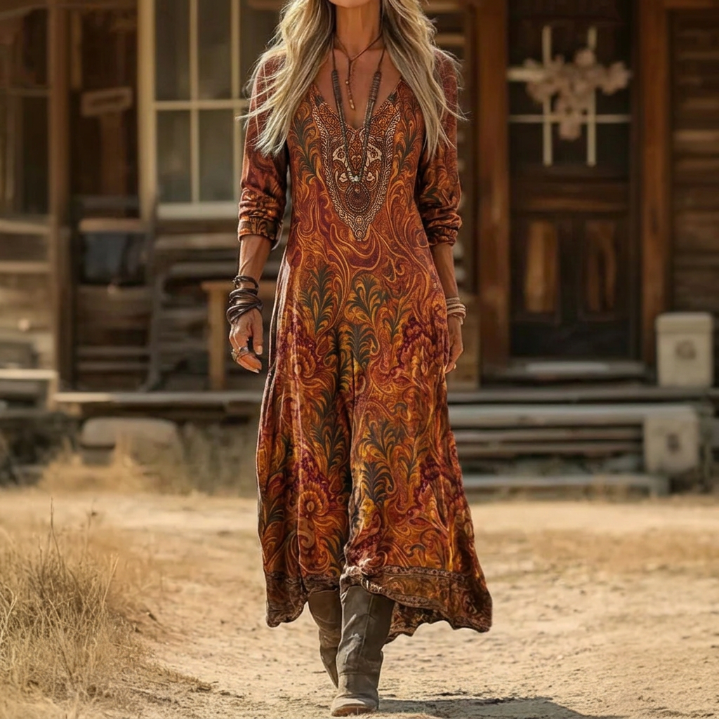 Rachael | Vintage-Inspired Long Sleeve Casual Dress — MultiColor — Alfa Empire, view 1