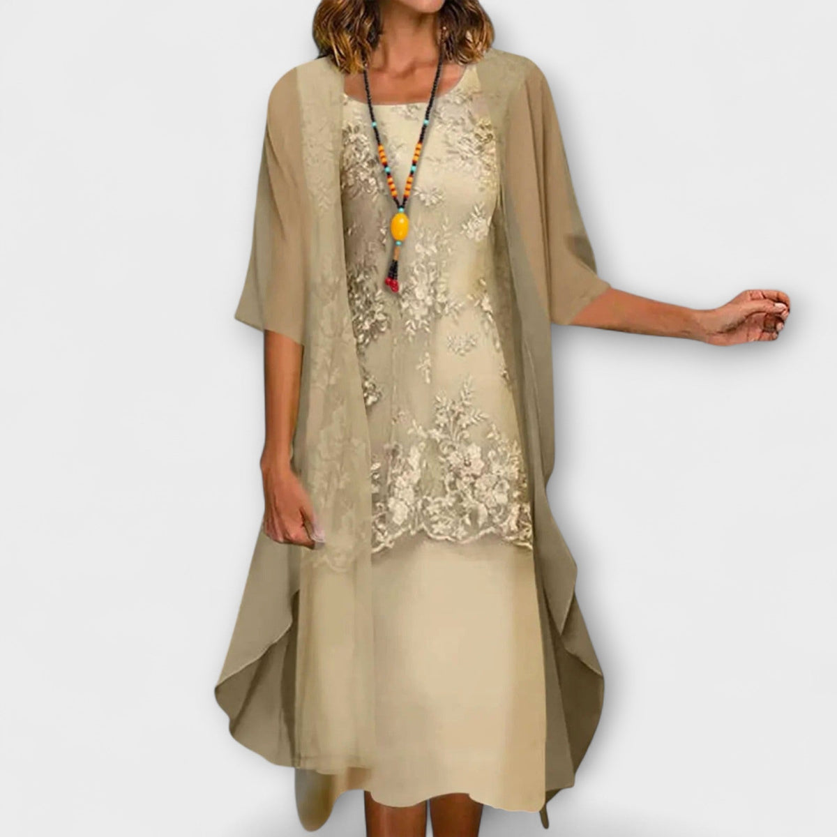 Rachael | Refined Oversized Mid Sleeve Dress — Yellow — Alfa Empire, view 1