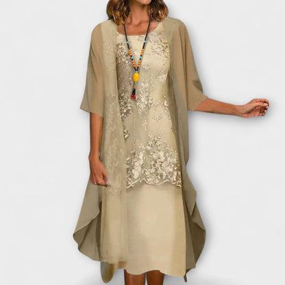 Rachael | Refined Oversized Mid Sleeve Dress — Yellow — Alfa Empire, view 1