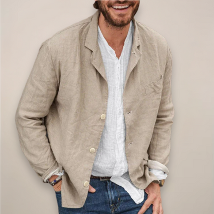 Reece | Casual Breathable Summer Blazer — Khaki — Alfa Empire, view 1