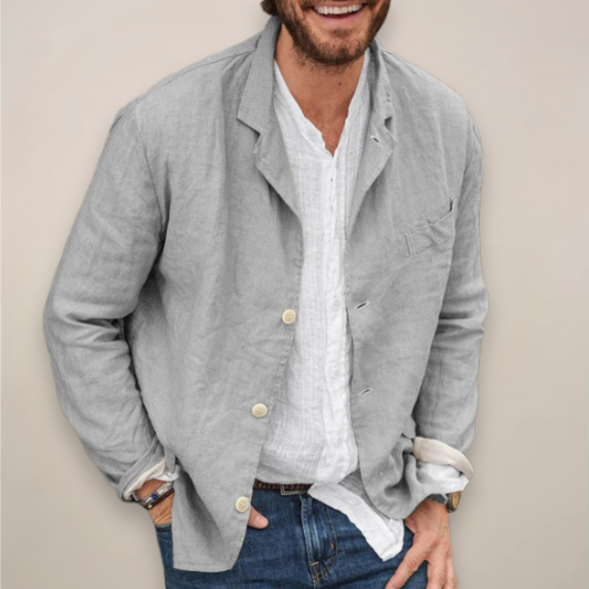 Reece | Casual Breathable Summer Blazer — Grey — Alfa Empire, view 2