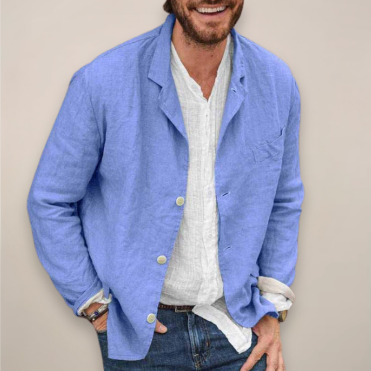 Reece | Casual Breathable Summer Blazer — Blue — Alfa Empire, view 3