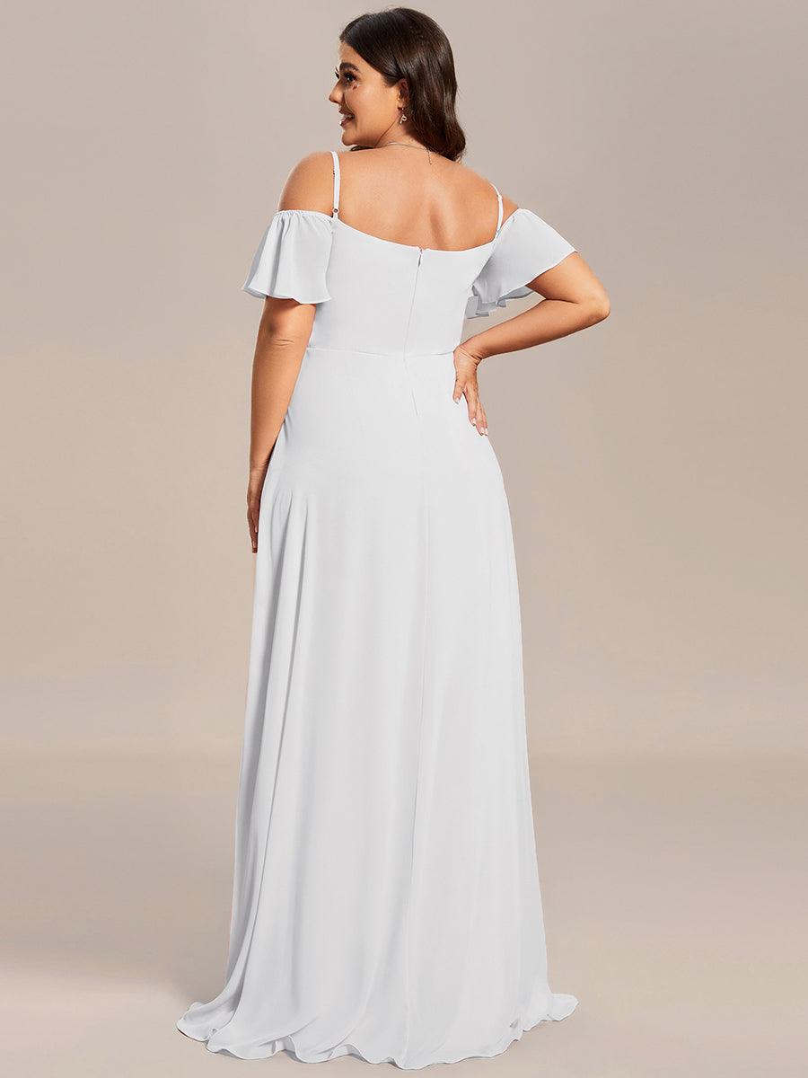 Plus Size Cold Shoulder Formal Bridesmaid Dress with Side Slit