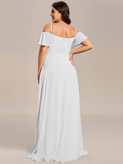 Plus Size Cold Shoulder Formal Bridesmaid Dress with Side Slit