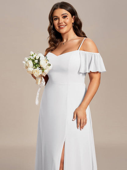 Plus Size Cold Shoulder Formal Bridesmaid Dress with Side Slit