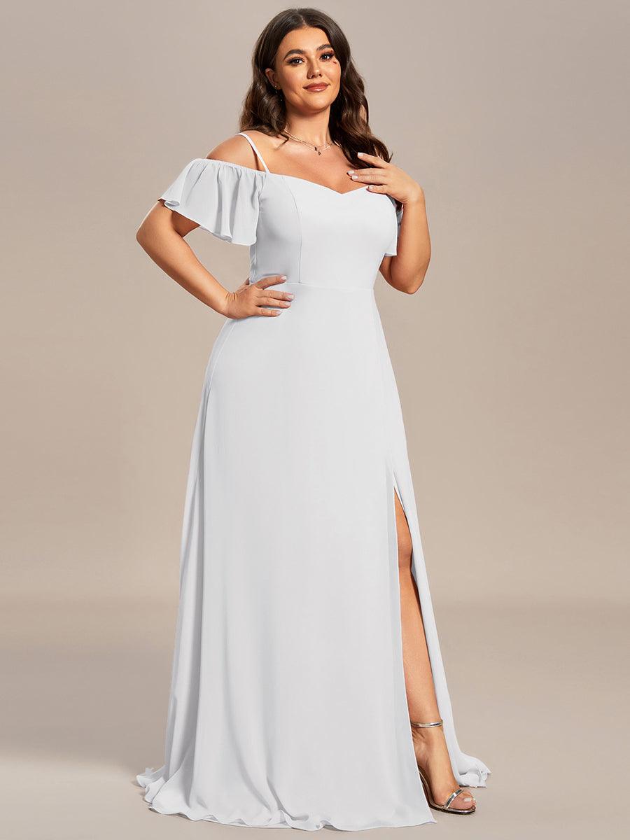 Plus Size Cold Shoulder Formal Bridesmaid Dress with Side Slit