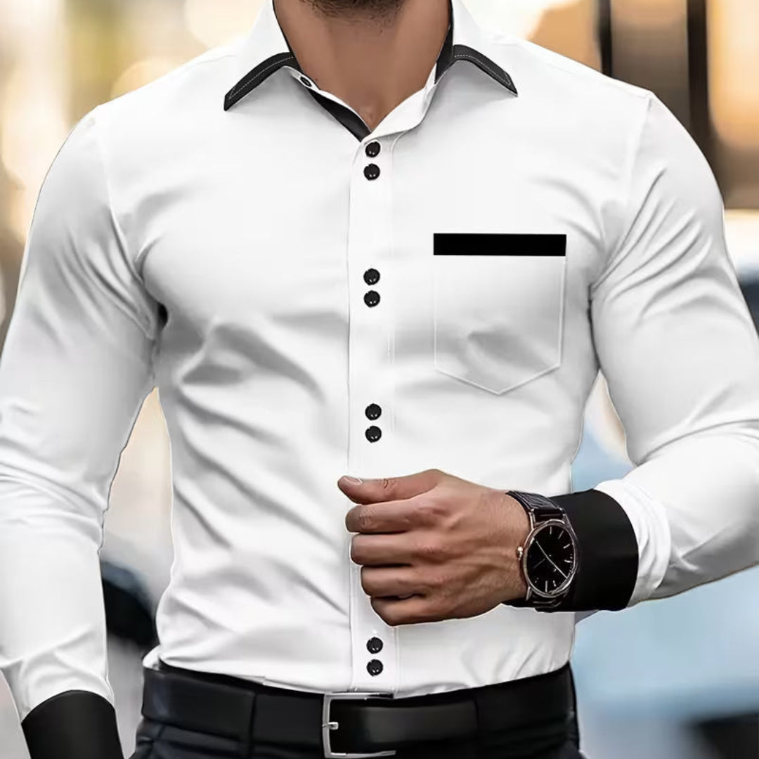 Ronel | Classic Button Collared Fit Shirt — White — Alfa Empire, view 1