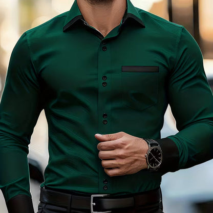Ronel | Classic Button Collared Fit Shirt — Dark Green — Alfa Empire, view 3