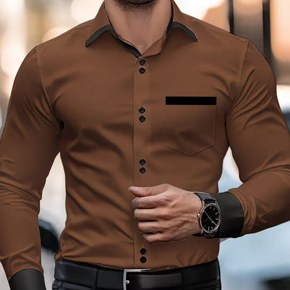 Ronel | Classic Button Collared Fit Shirt — Brown — Alfa Empire, view 4