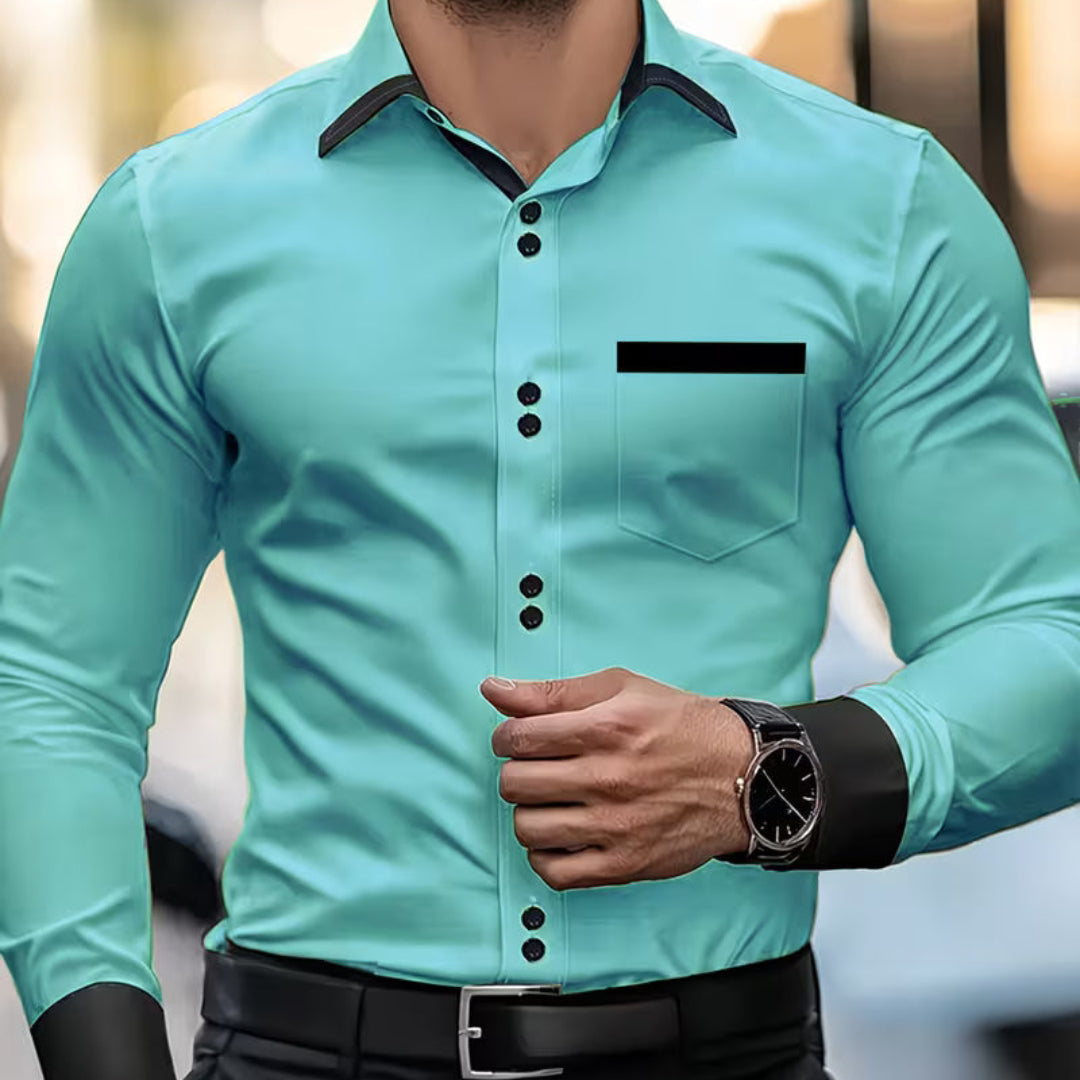 Ronel | Classic Button Collared Fit Shirt — Mint Blue — Alfa Empire, view 6