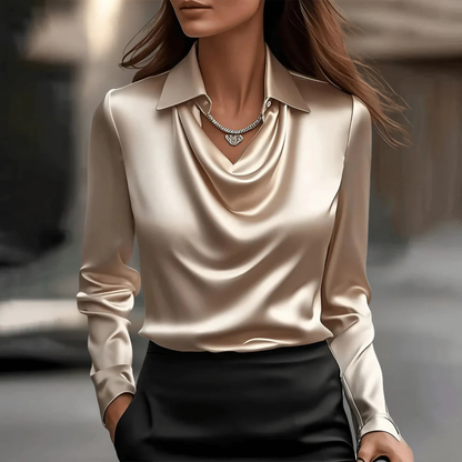 Rosanna | Refined Satin Blouse — Gold — Alfa Empire, view 1