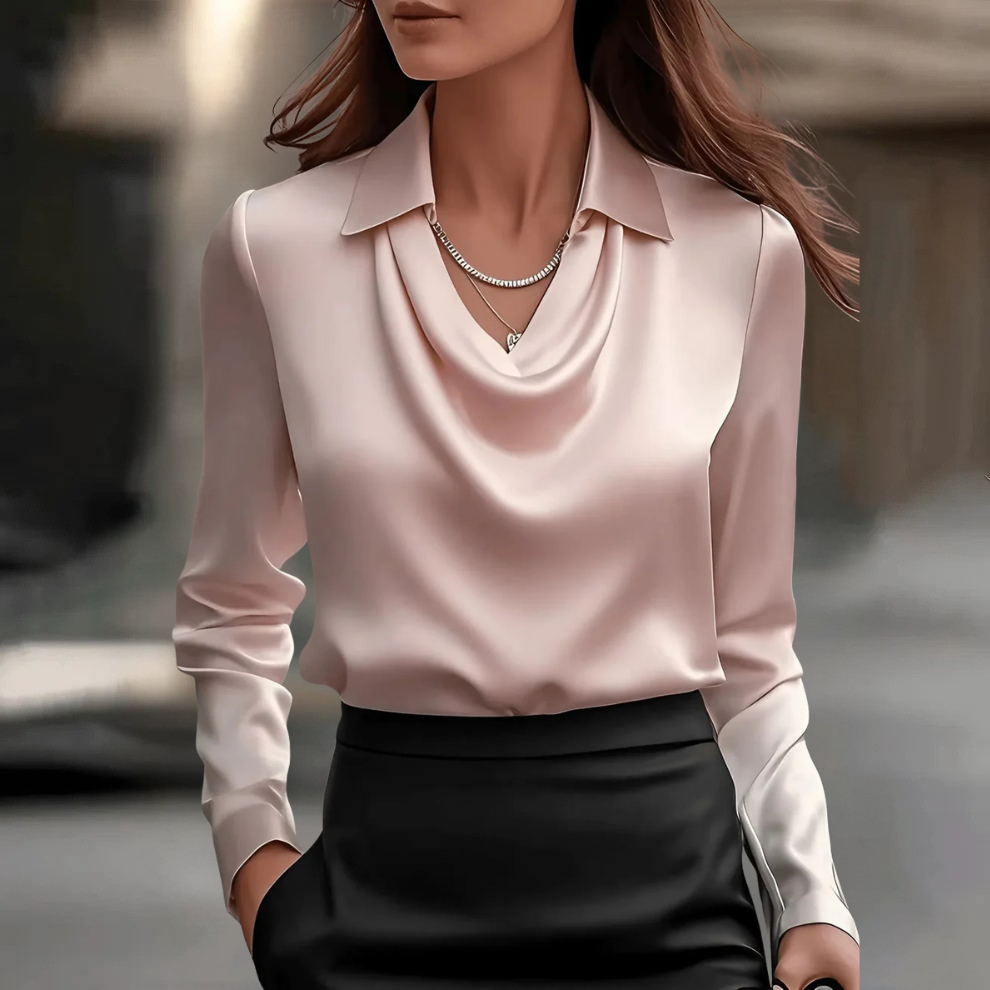 Rosanna | Refined Satin Blouse — Pink — Alfa Empire, view 3