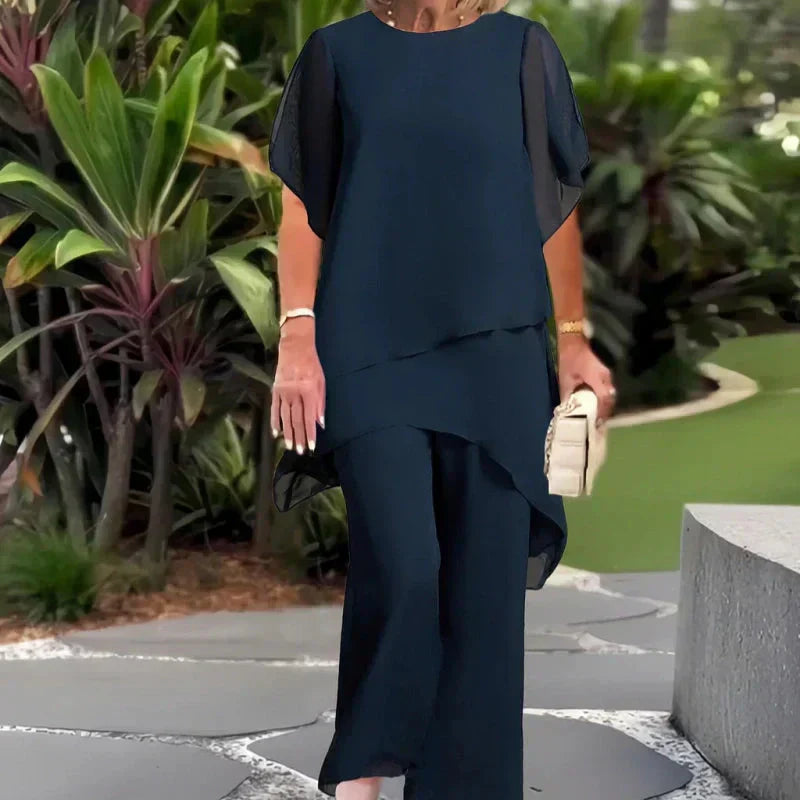 Rowena | Refined Draped Palazzo Pants Set — Alfa Empire, view 2