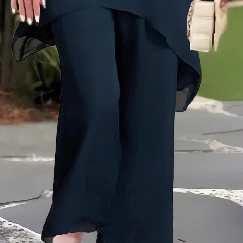 Rowena | Refined Draped Palazzo Pants Set — Alfa Empire, view 4