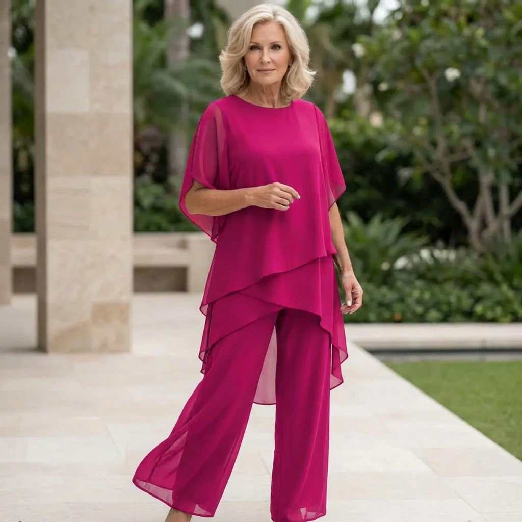 Rowena | Refined Draped Palazzo Pants Set — Purple — Alfa Empire, view 5