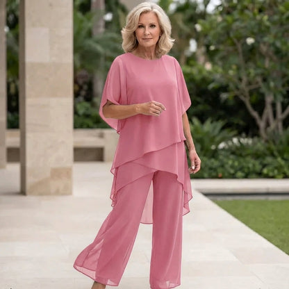 Rowena | Refined Draped Palazzo Pants Set — Pink — Alfa Empire, view 12