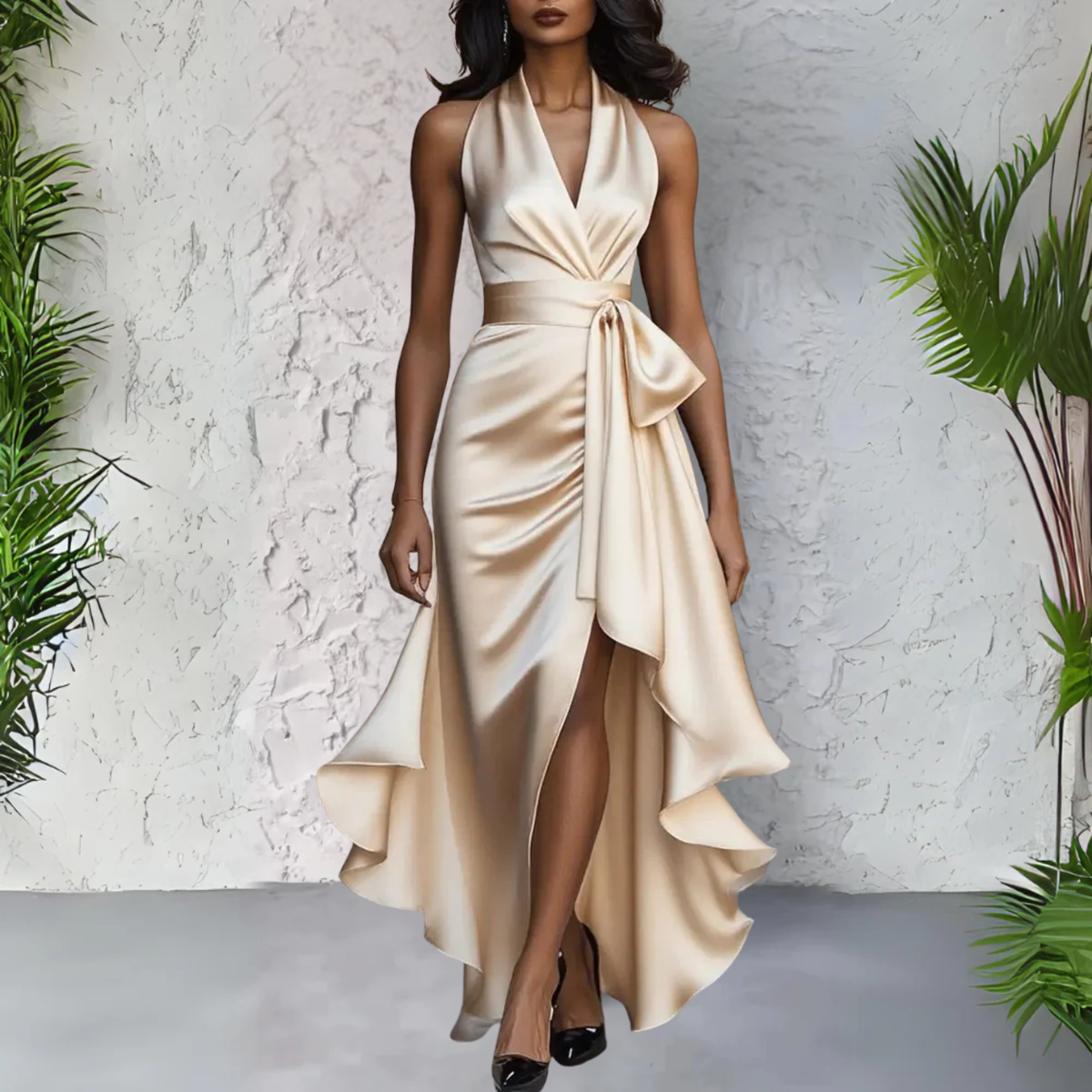 Sabrina | Refined Halterneck Maxi Dress — Alfa Empire, view 4