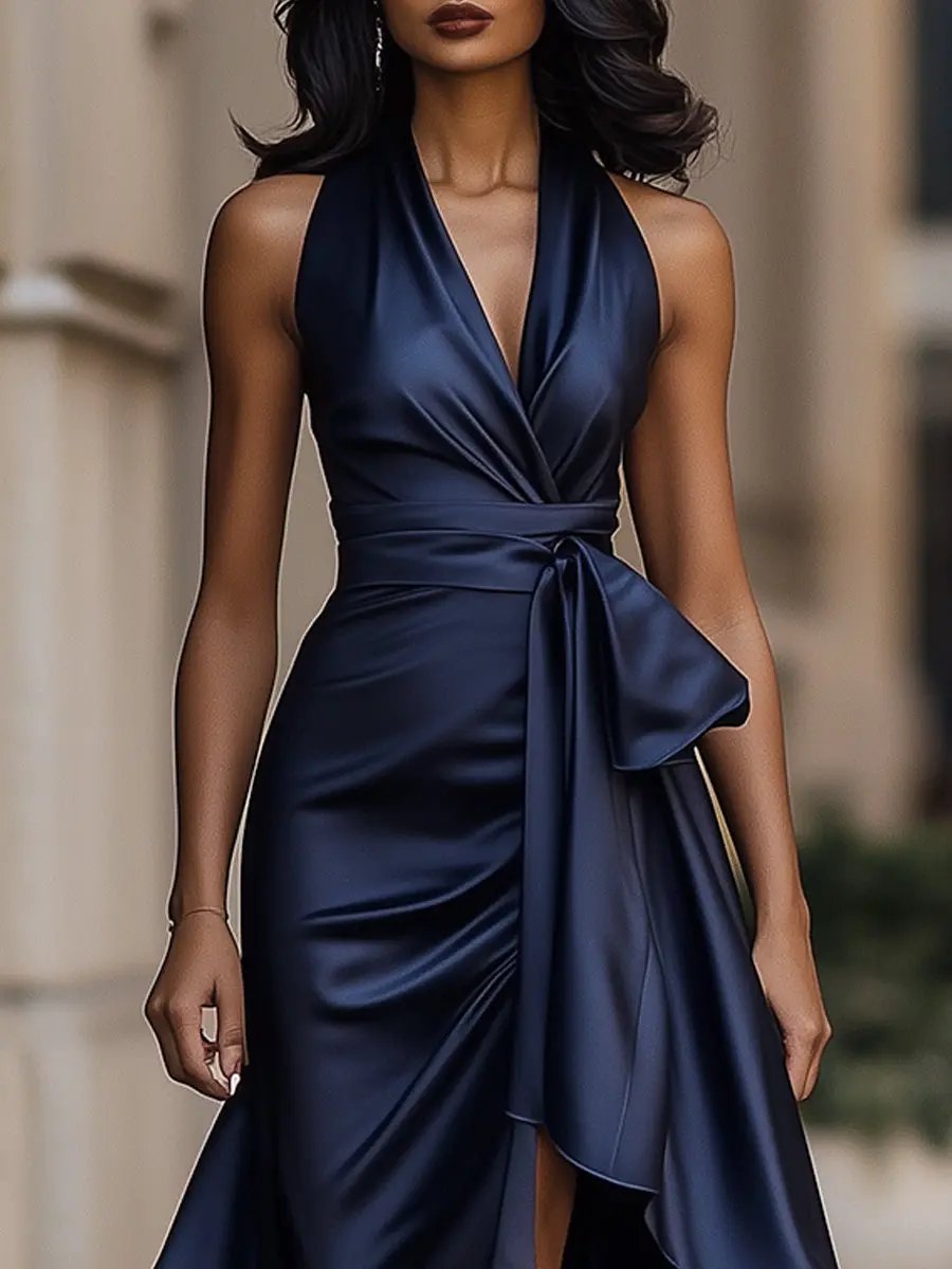 Sabrina | Refined Halterneck Maxi Dress — Alfa Empire, view 10