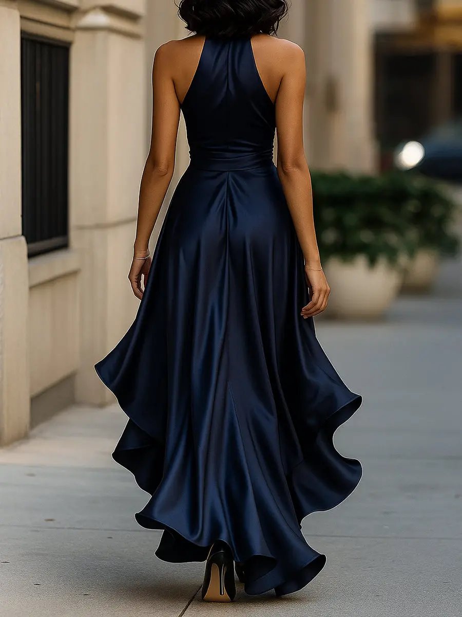 Sabrina | Refined Halterneck Maxi Dress — Alfa Empire, view 12