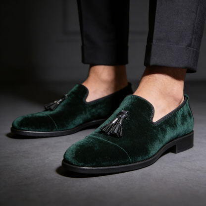 Sandro | Classic Velvet Tassel Loafers — Alfa Empire, view 3