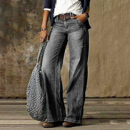 Sarah | Relaxed Vintage Wide-Leg Jeans — Light Gray — Alfa Empire, view 3