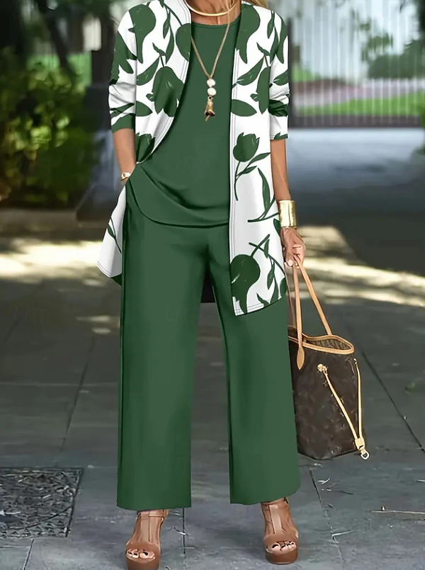 Scarlett | Refined Floral 3-Piece Set — Green — Alfa Empire, view 2
