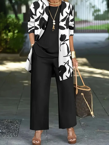Scarlett | Refined Floral 3-Piece Set — Black — Alfa Empire, view 3