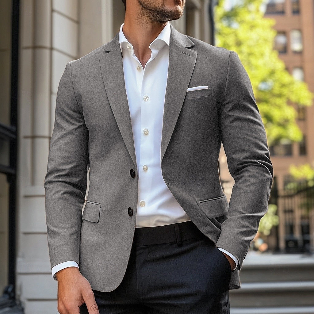 Scott | Casual Standard Fit Single Breasted Jacket — Light Grey — Alfa Empire, view 3