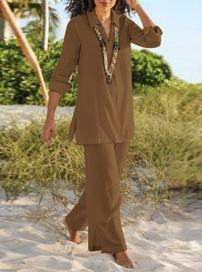 Selene | Flowing Bohemian Maxi Dress — Brown — Alfa Empire, view 1