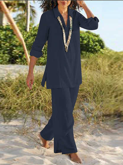 Selene | Flowing Bohemian Maxi Dress — Navy Blue — Alfa Empire, view 2