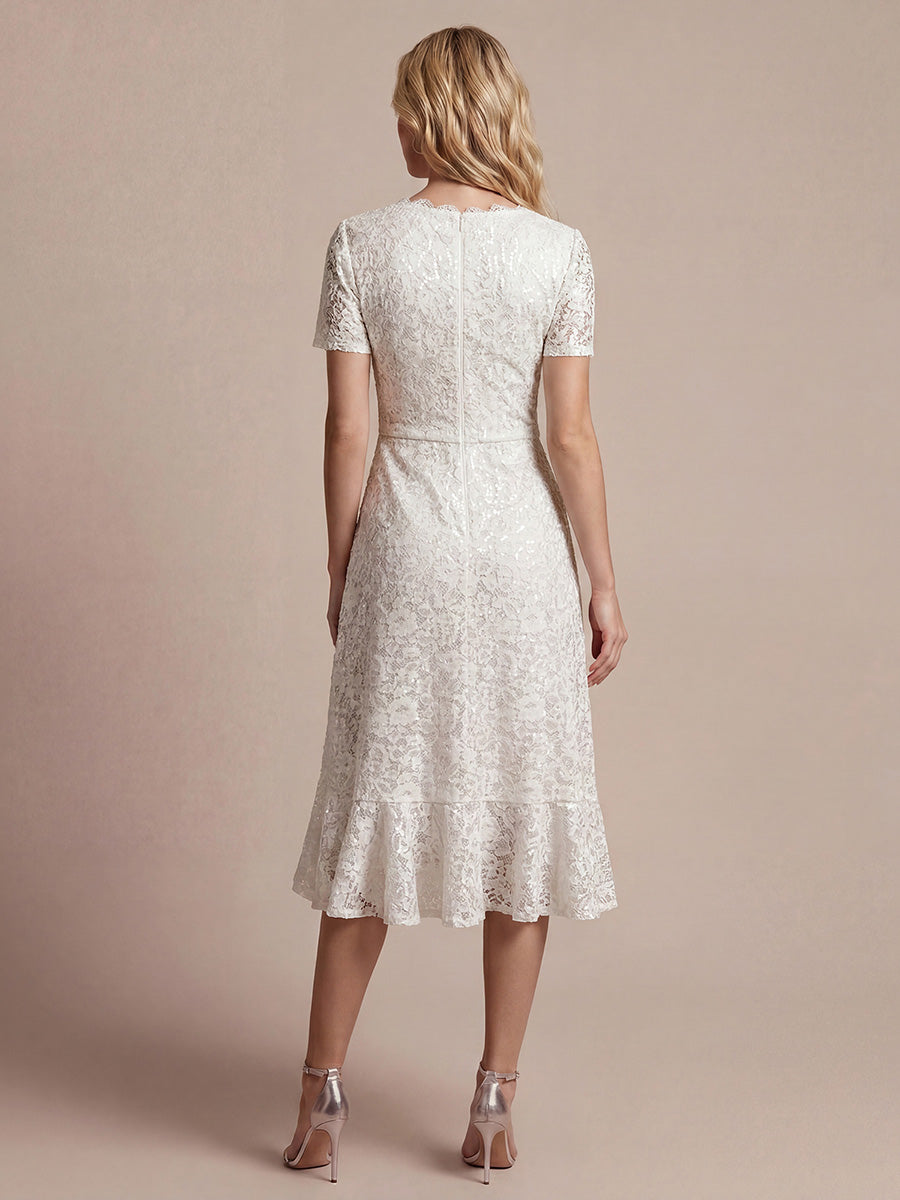 Sequin Lace High Low Wedding Guest Dress