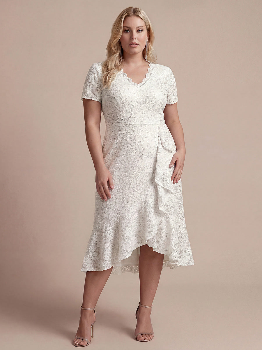 Sequin Lace High Low Wedding Guest Dress