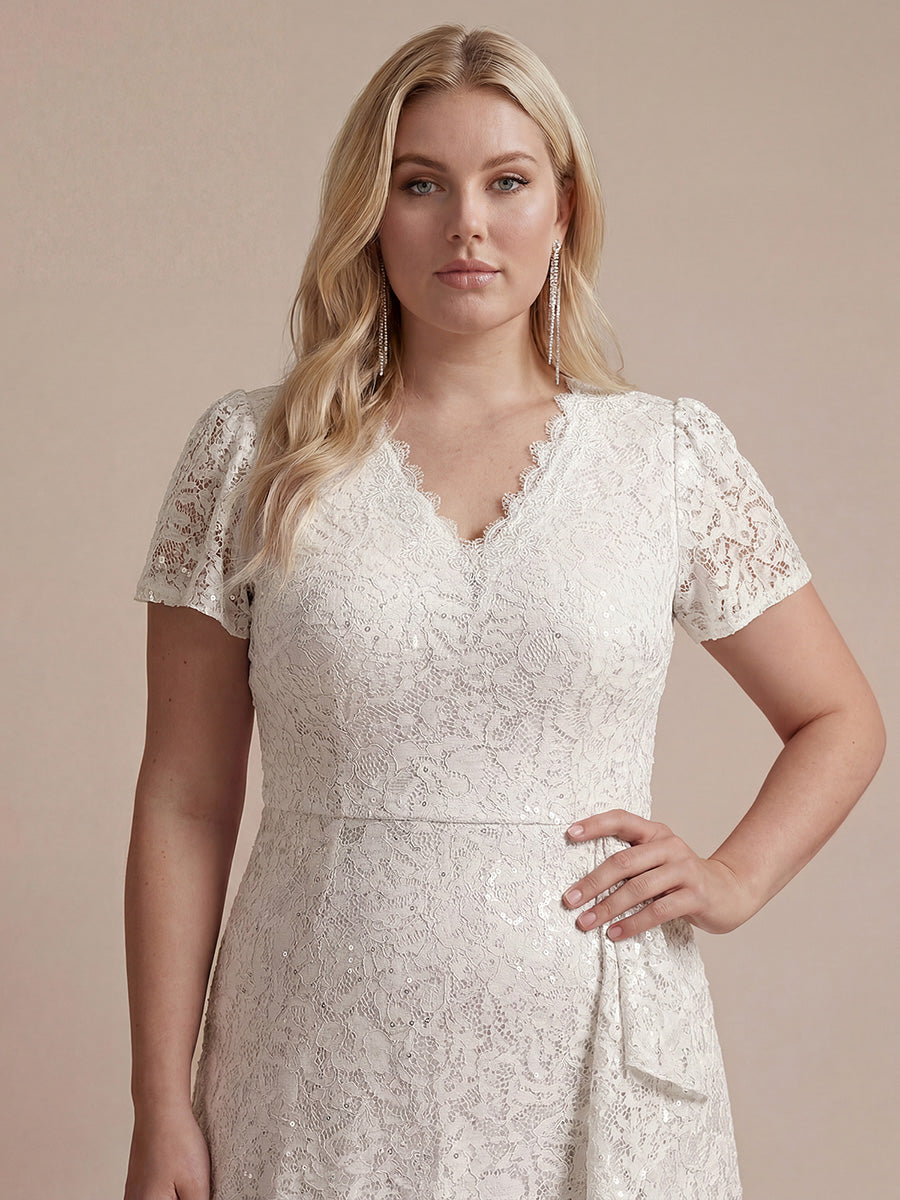 Sequin Lace High Low Wedding Guest Dress