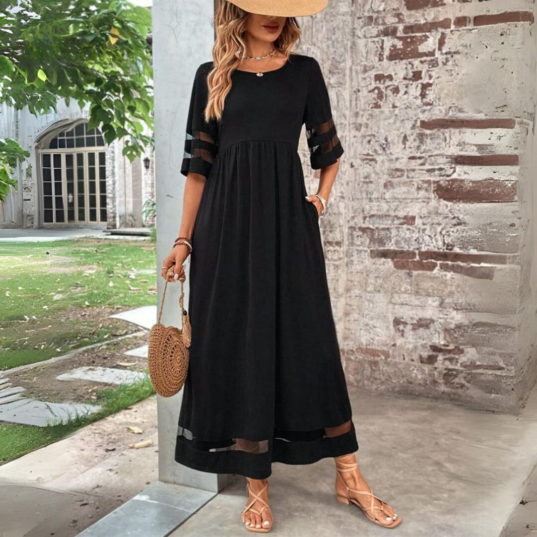 Seraphina | Refined Flowing Maxi Dress — Black — Alfa Empire, view 1