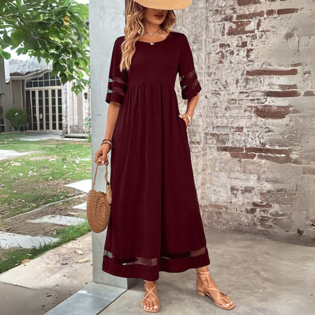 Seraphina | Refined Flowing Maxi Dress — Red — Alfa Empire, view 5