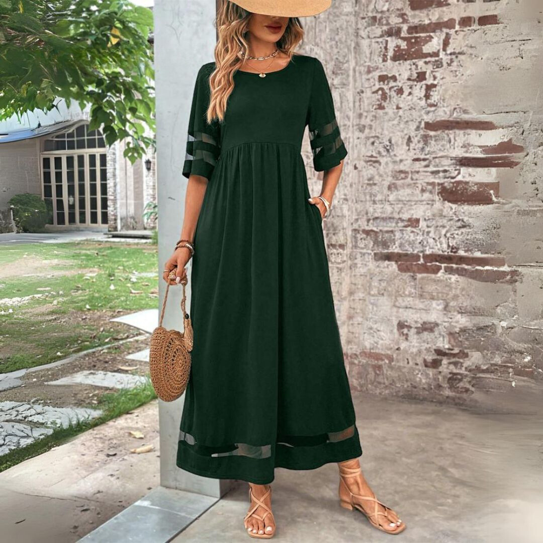 Seraphina | Refined Flowing Maxi Dress — Green — Alfa Empire, view 6
