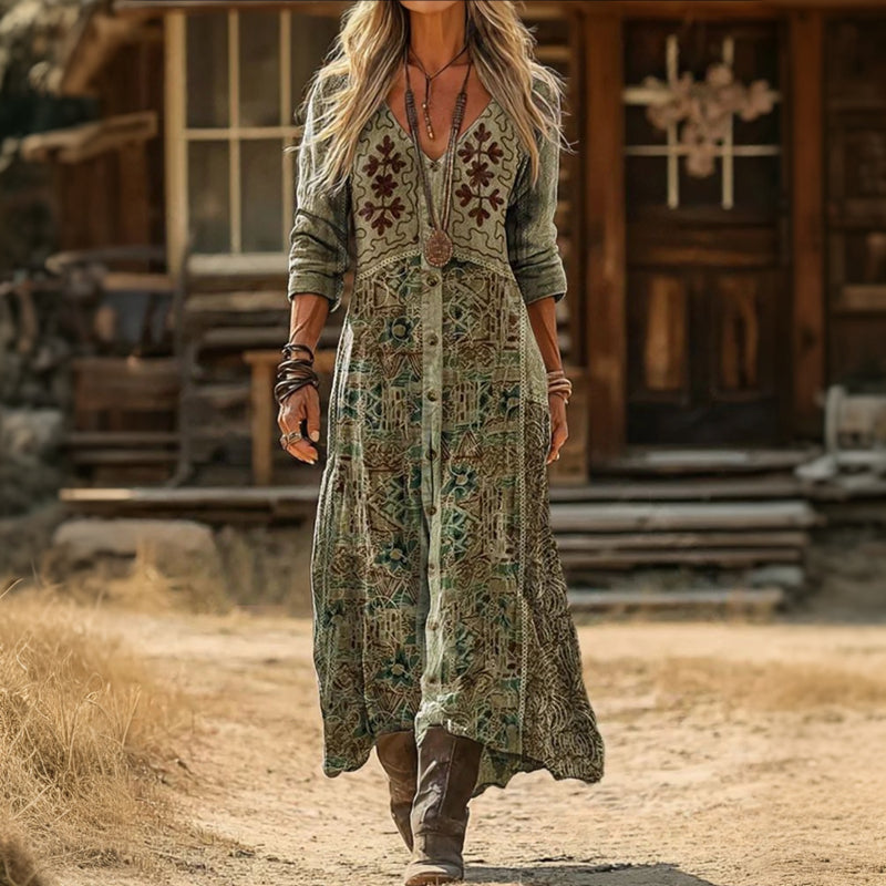 Shannon | Modern Vintage Long Sleeve Casual Dress — Multicolor — Alfa Empire, view 1