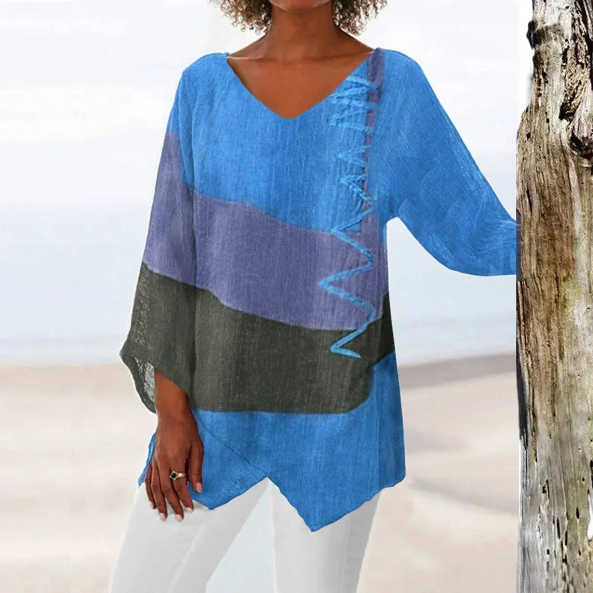 Shelby | Modern Loose-Fit Long-Sleeve Top — Blue — Alfa Empire, view 1