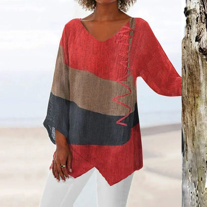 Shelby | Modern Loose-Fit Long-Sleeve Top — Red — Alfa Empire, view 3