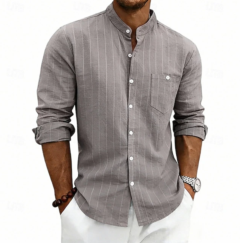 Sloane | Everyday Casual Long Sleeve Shirt — Grey — Alfa Empire, view 1