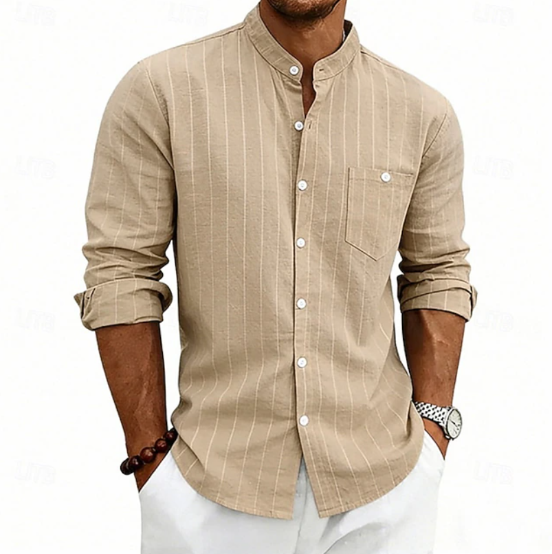 Sloane | Everyday Casual Long Sleeve Shirt — Beige — Alfa Empire, view 2