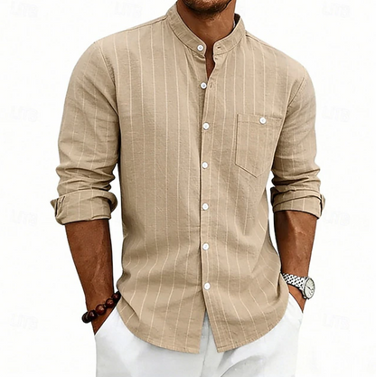 Sloane | Everyday Casual Long Sleeve Shirt — Beige — Alfa Empire, view 2