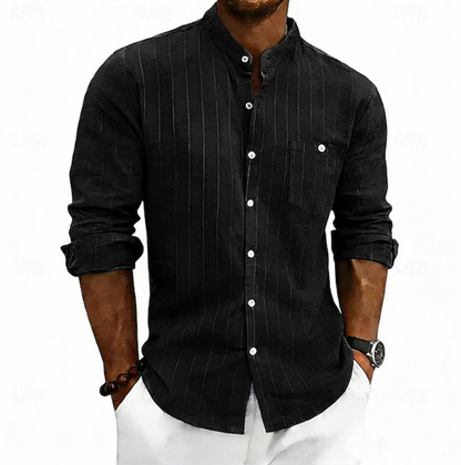 Sloane | Everyday Casual Long Sleeve Shirt — Black — Alfa Empire, view 3