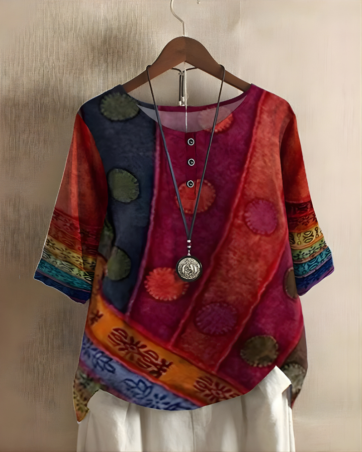 Sophie | Relaxed Summer Boho Top — Red — Alfa Empire, view 1