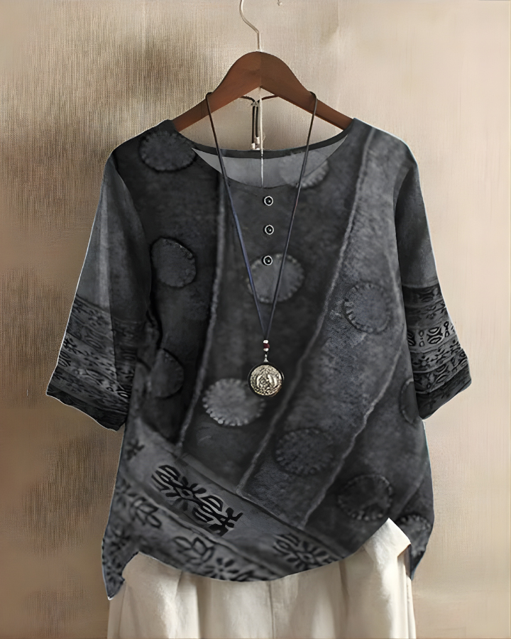 Sophie | Relaxed Summer Boho Top — Gray — Alfa Empire, view 4